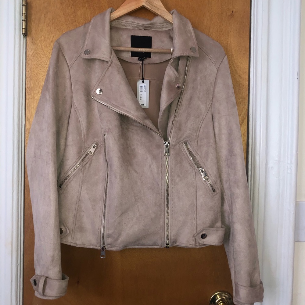 River Island Suedette Jacket w/ Faux Fur Collar
